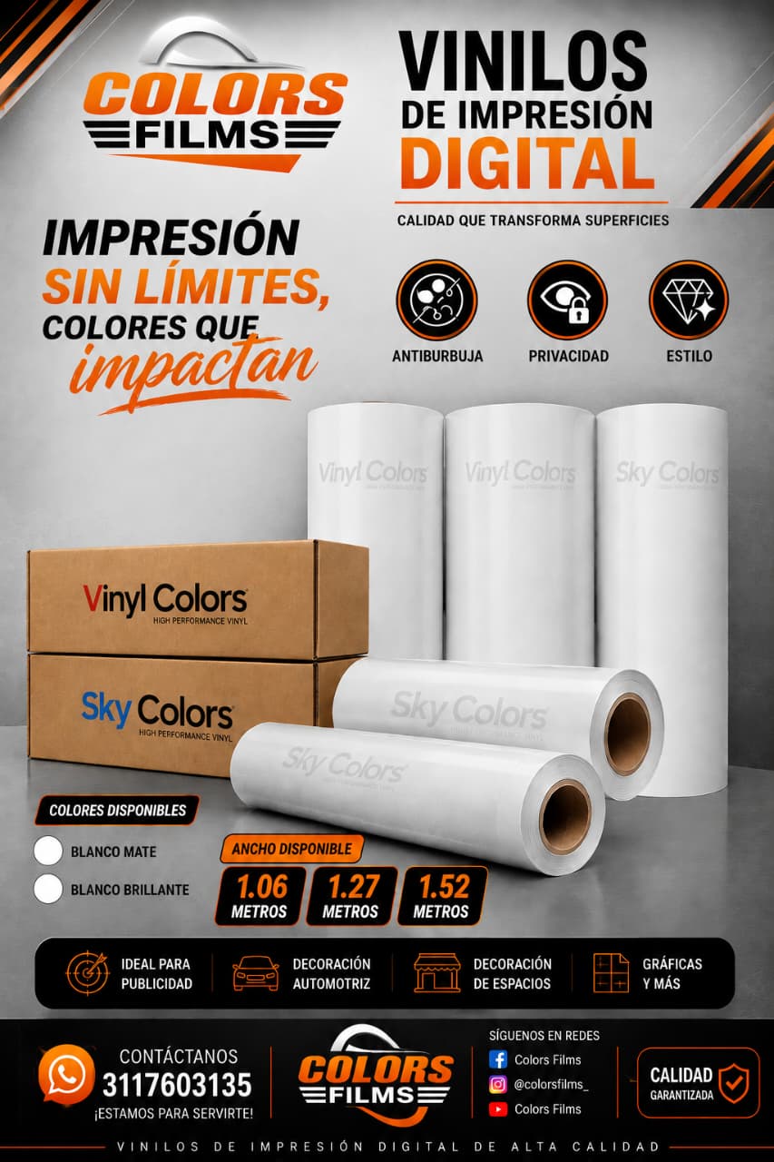 Vinilo de impresion digital blanco mate y brillante