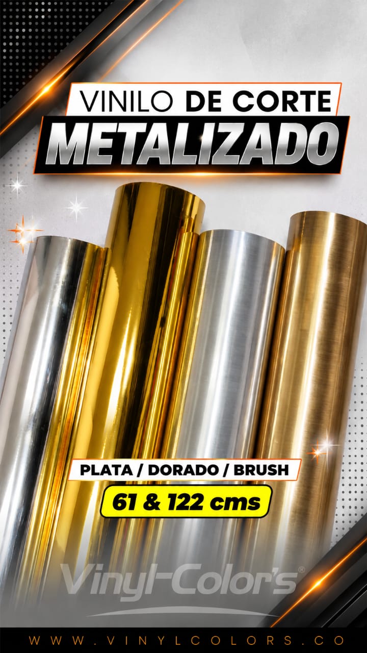 Vinilo de corte metalizado plata dorado brush