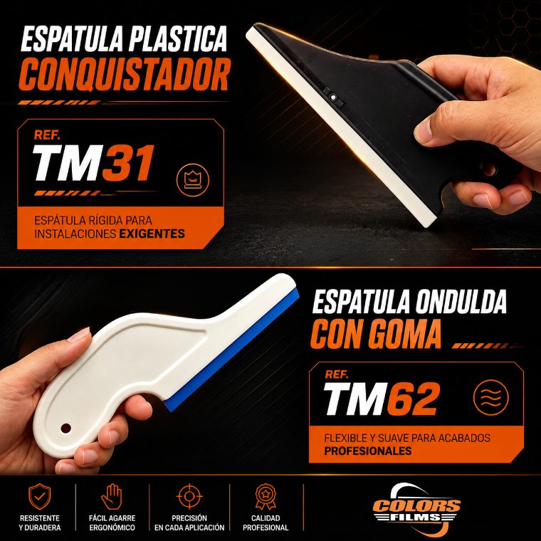 Espátula plástica Conquistador TM31 y espátula ondulada con goma TM62