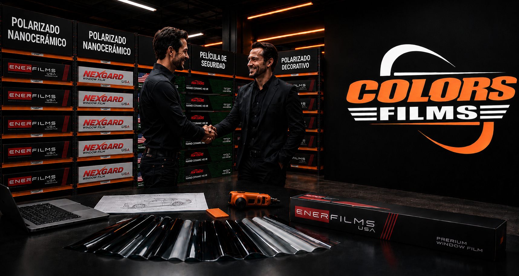 Alianza Colors Films — apretón de manos entre socios