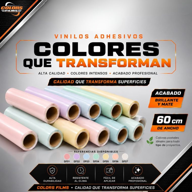 Vinilos adhesivos en colores pastel DF01 a DF07